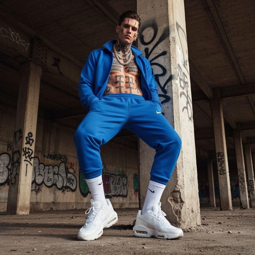 Urban Fashion: Male Model in Gritty Industrial Setting