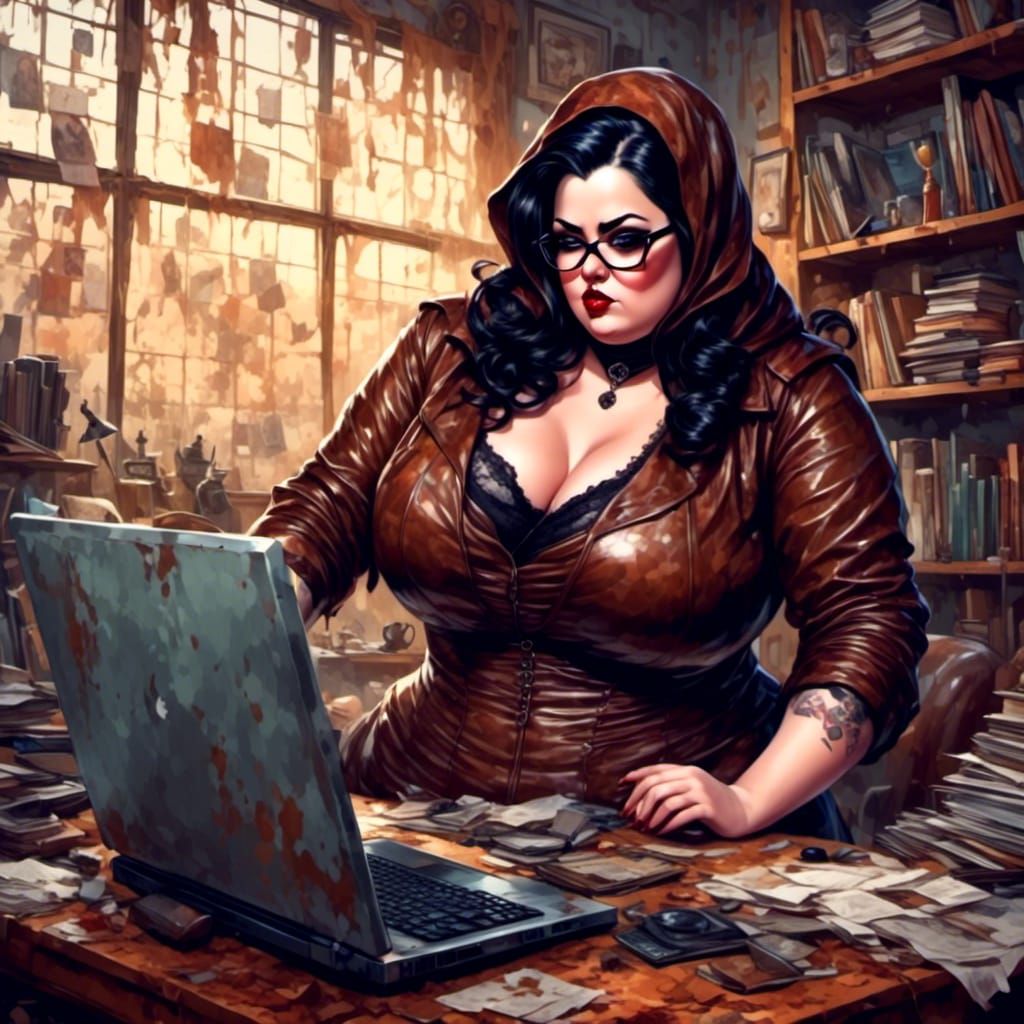 Angry Curvy Woman in Gothic Pop Art Style