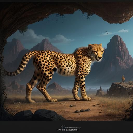 Detailed Cheetah Matte Painting in Deep Color