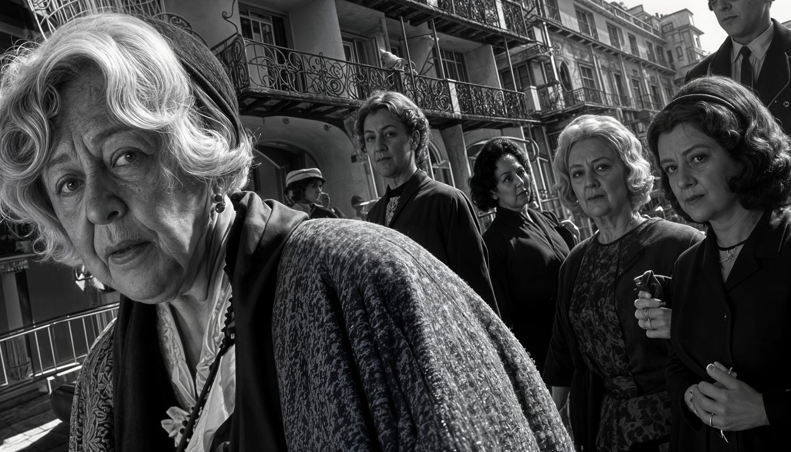 Vintage Miss Marple in Moody Caribbean Hotel Scene