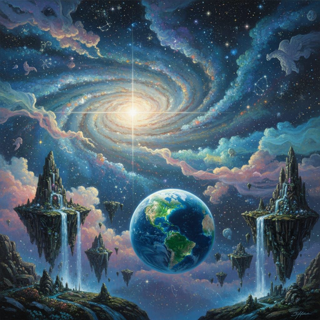 Vibrant Swirling Galaxy With Earth-Like Planet