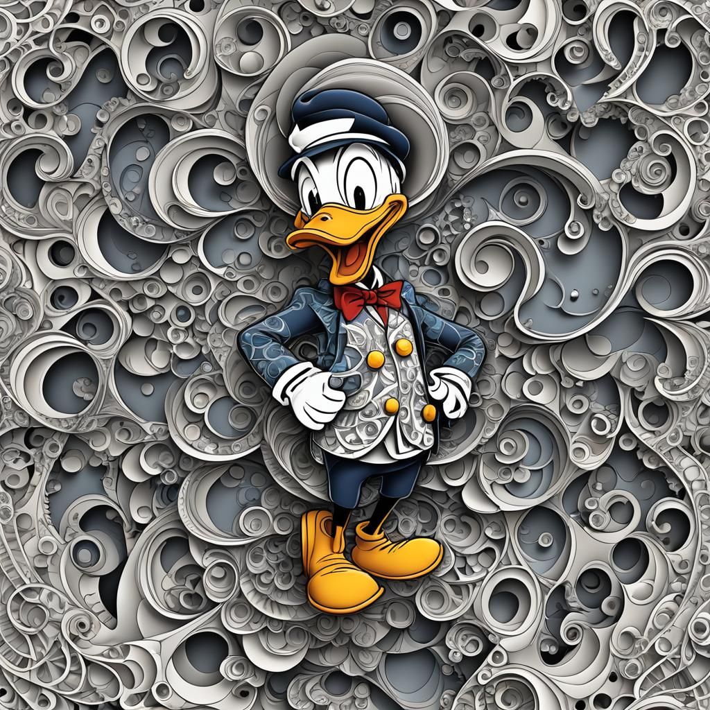 Donald Duck in Abstract Vector Fractal Style