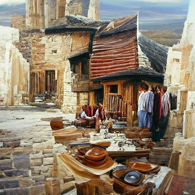 Prehistoric Anatolian Town as Oil Painting