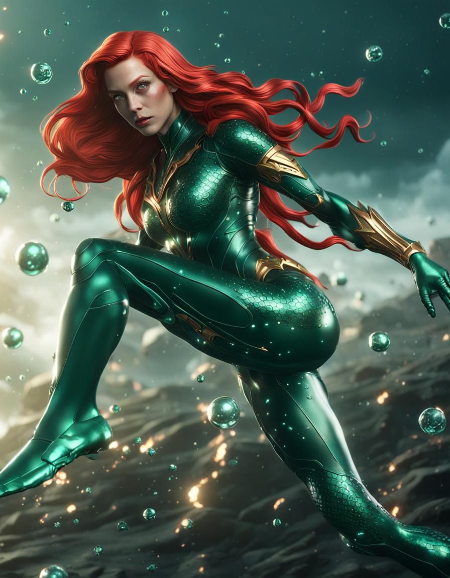 Mera from DC Comics in Sci-Fi Underwater Scene