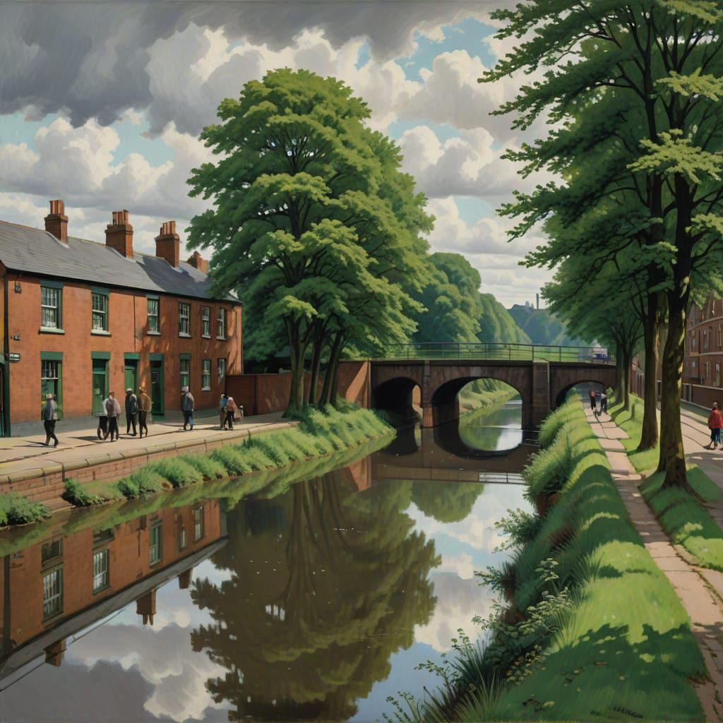 Birmingham England Canal Landscape in a Postindustrial Aesth...