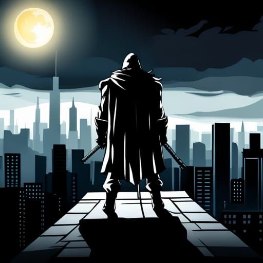 The Last Ronin in Dark City at Night
