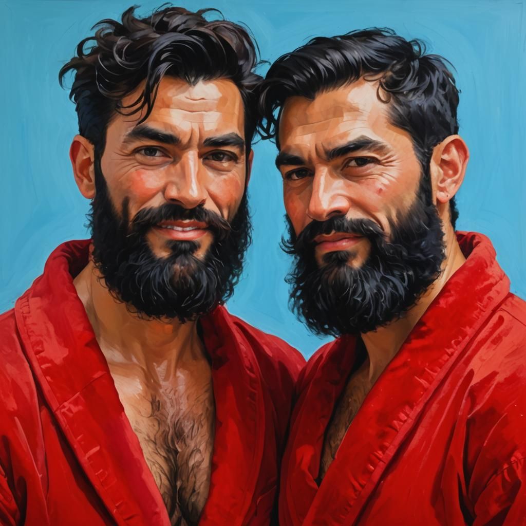 Hirsute Men in Red Velvet: A Neo-Expressionist Portrait