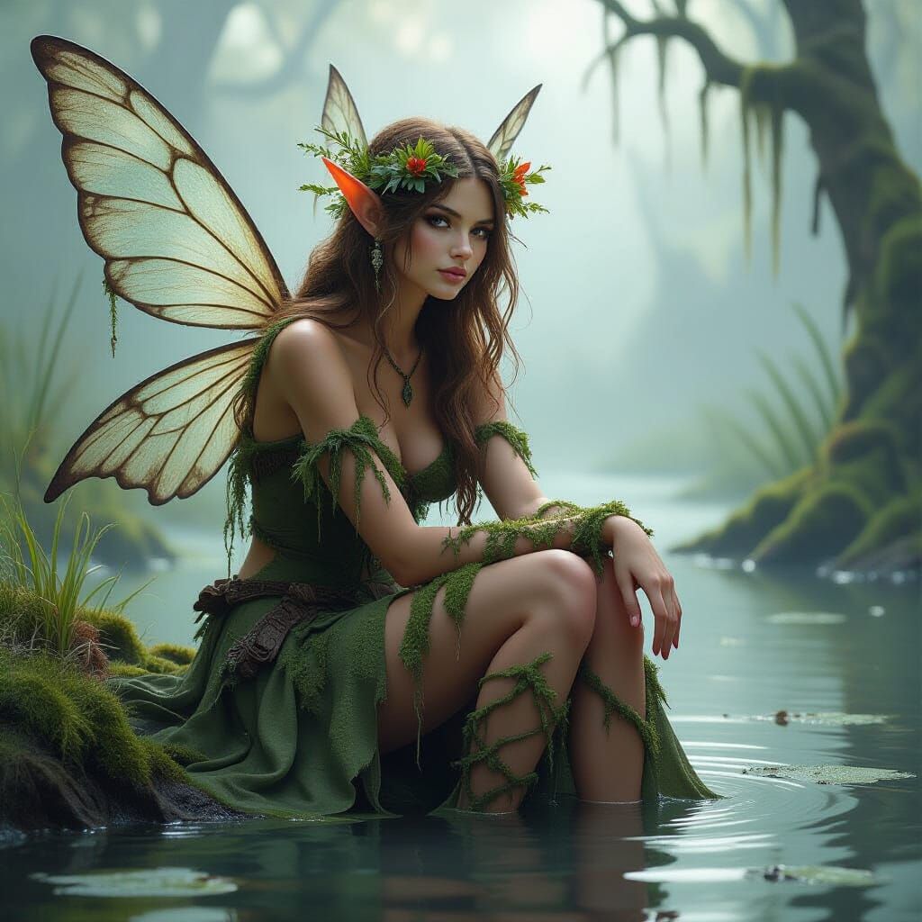 Detailed Swamp Fairy in Naturalistic Style
