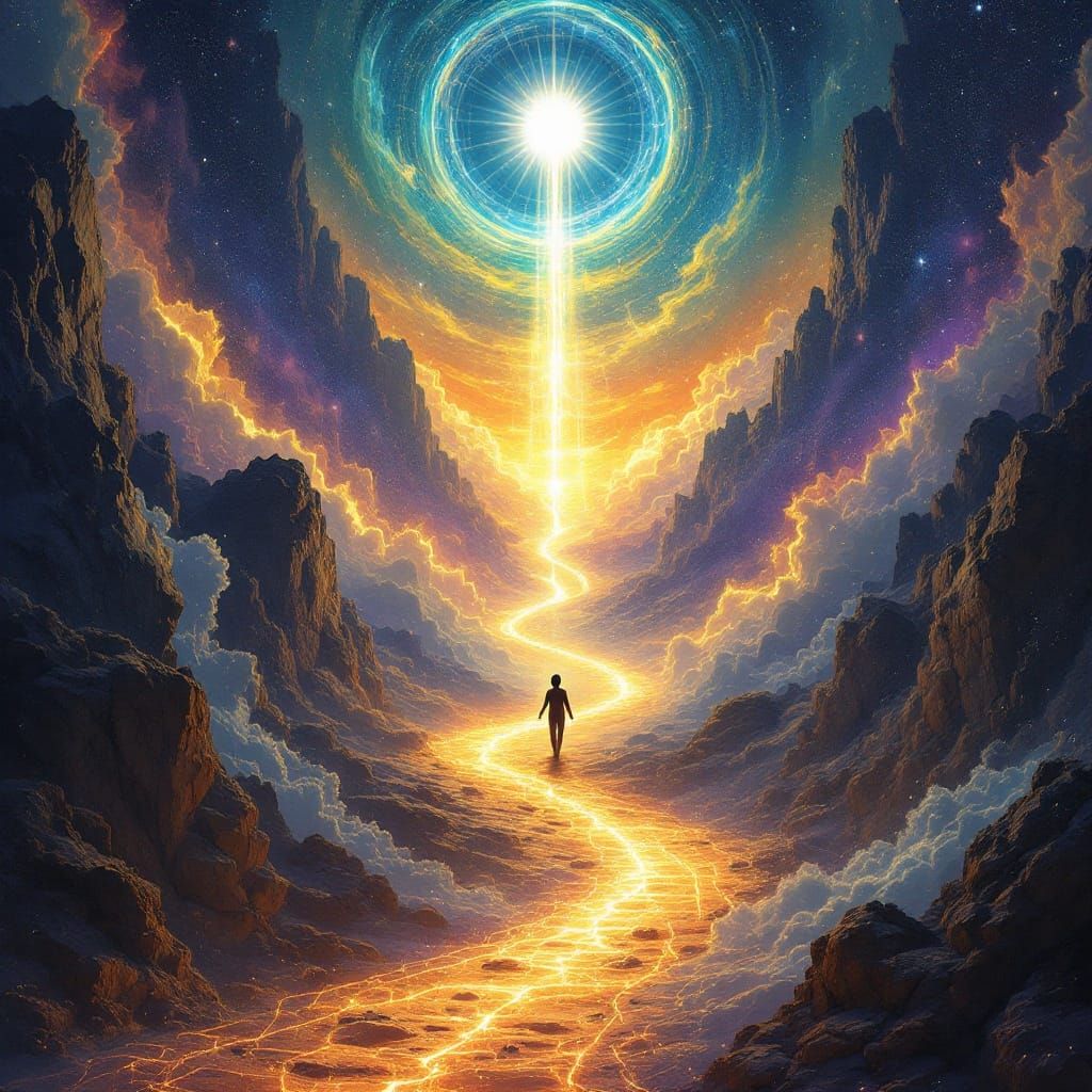 Soul Path Ascension Illumination in Vibrant Astral Cosmic Ar...