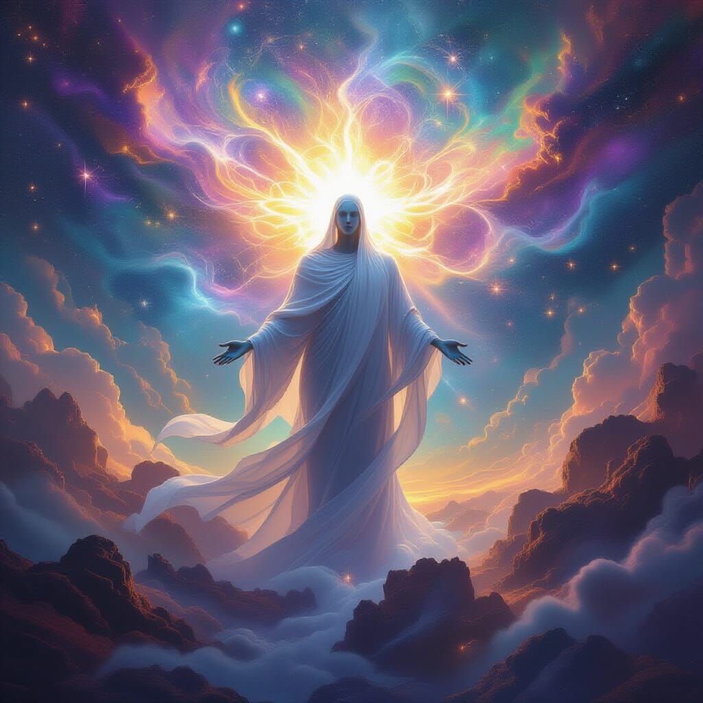 Divine Being of Cosmic Energy in Visionary Art Style