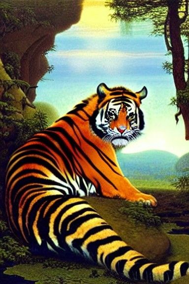 Elvis Presley Riding a Tiger, Ferdinand Knab Style