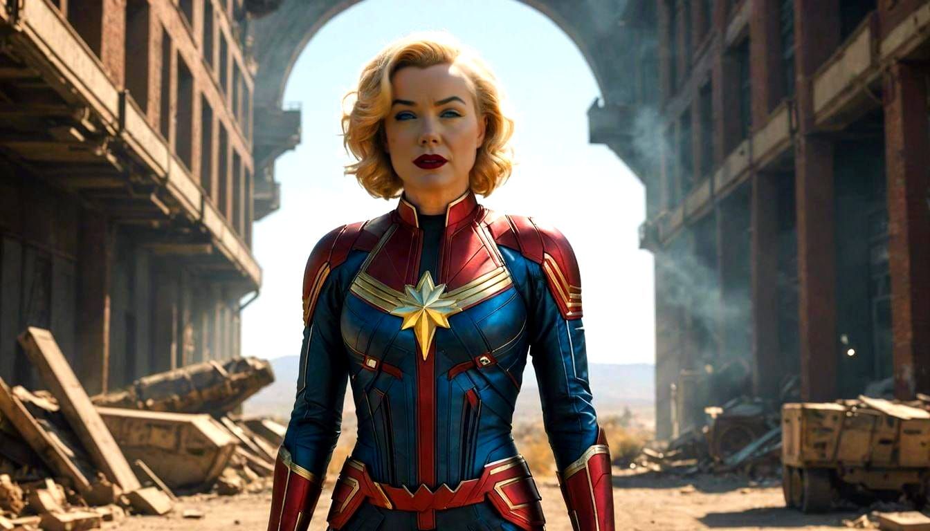 Marilyn Monroe as Captain Marvel: Cinematic Film Still