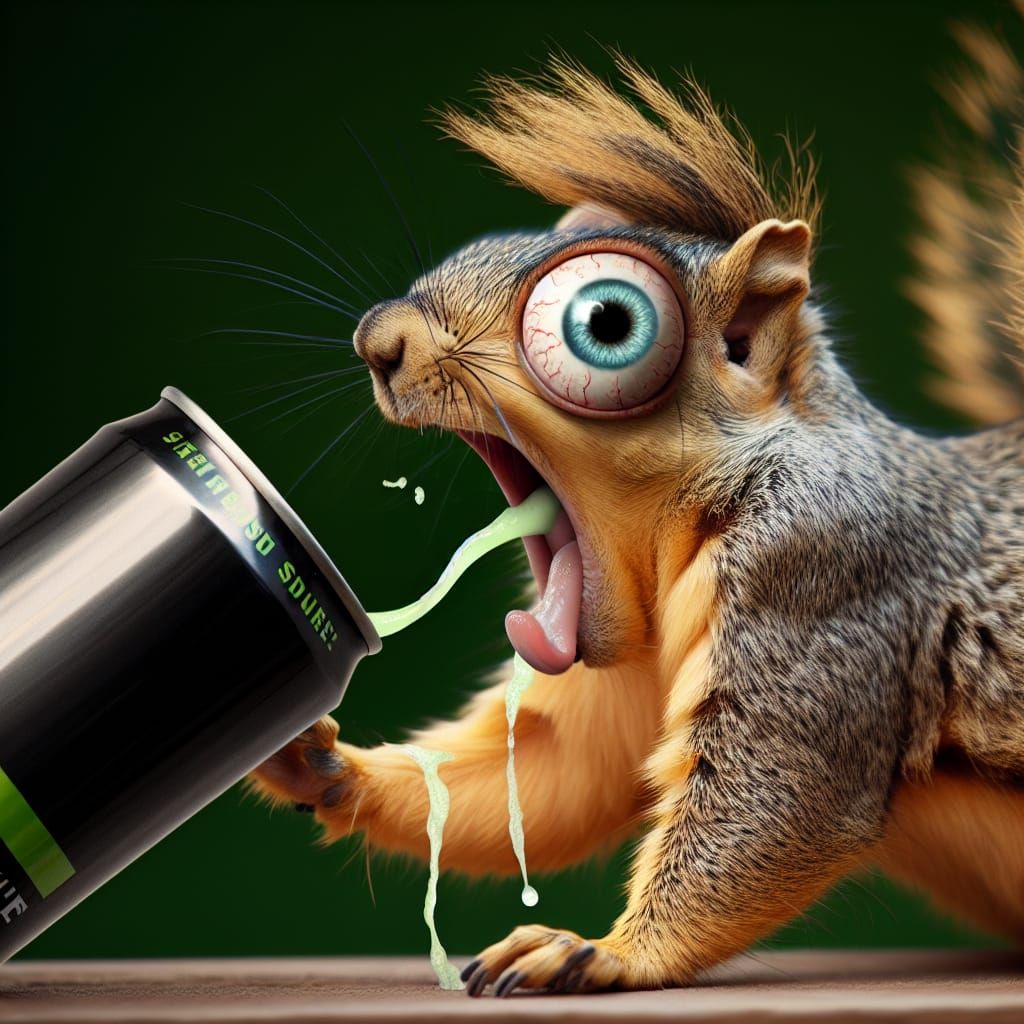 Squirrel's Wild Ride: Energy Drink Overload