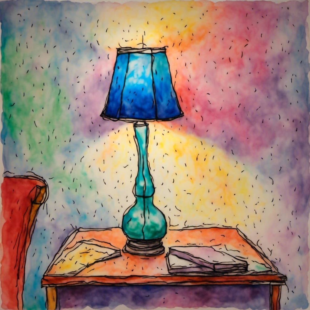 Colorful Crayon Lamp on Night Table