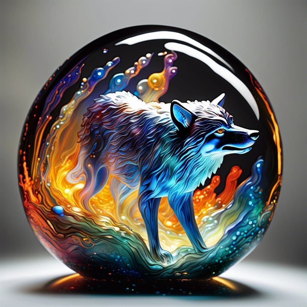 breathtaking blown glass of a wolf hunting: it should look l...