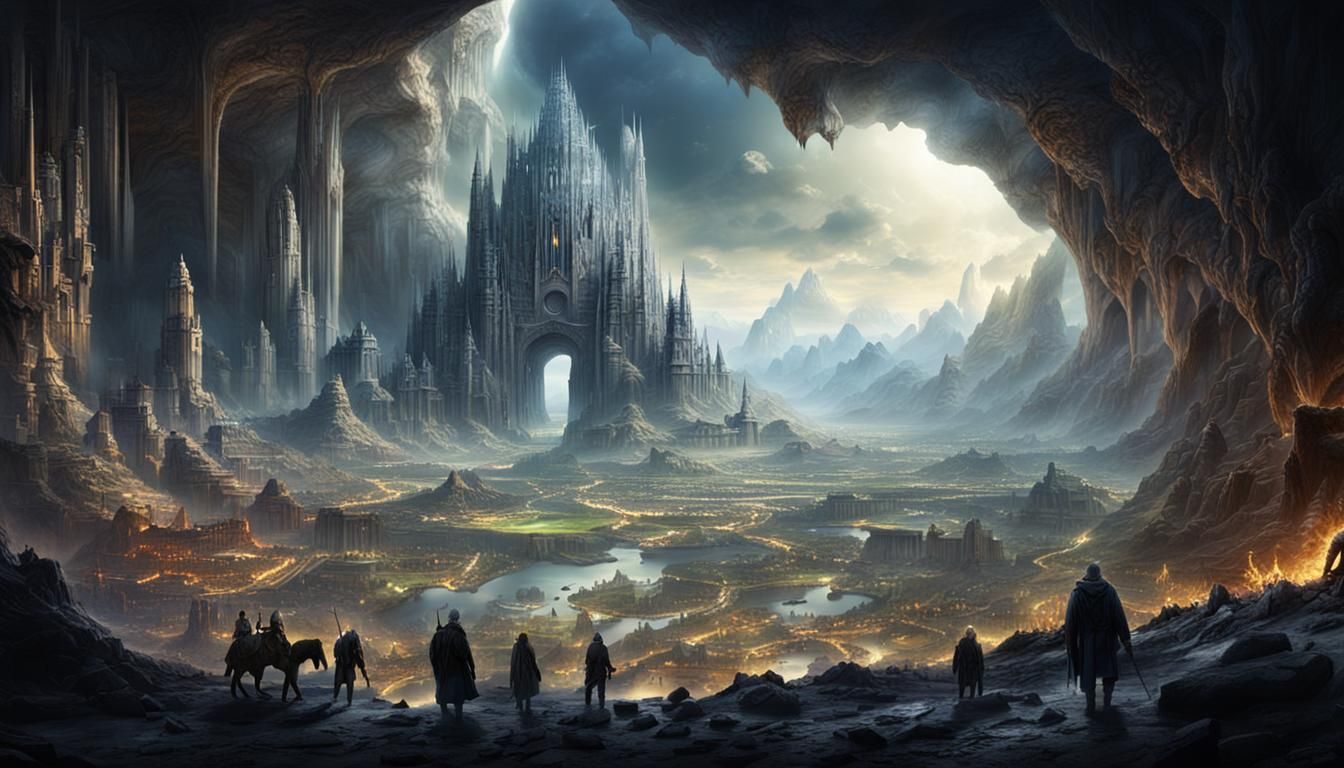 Epic Civilization Inside Cave Earth: Digital Matte Painting