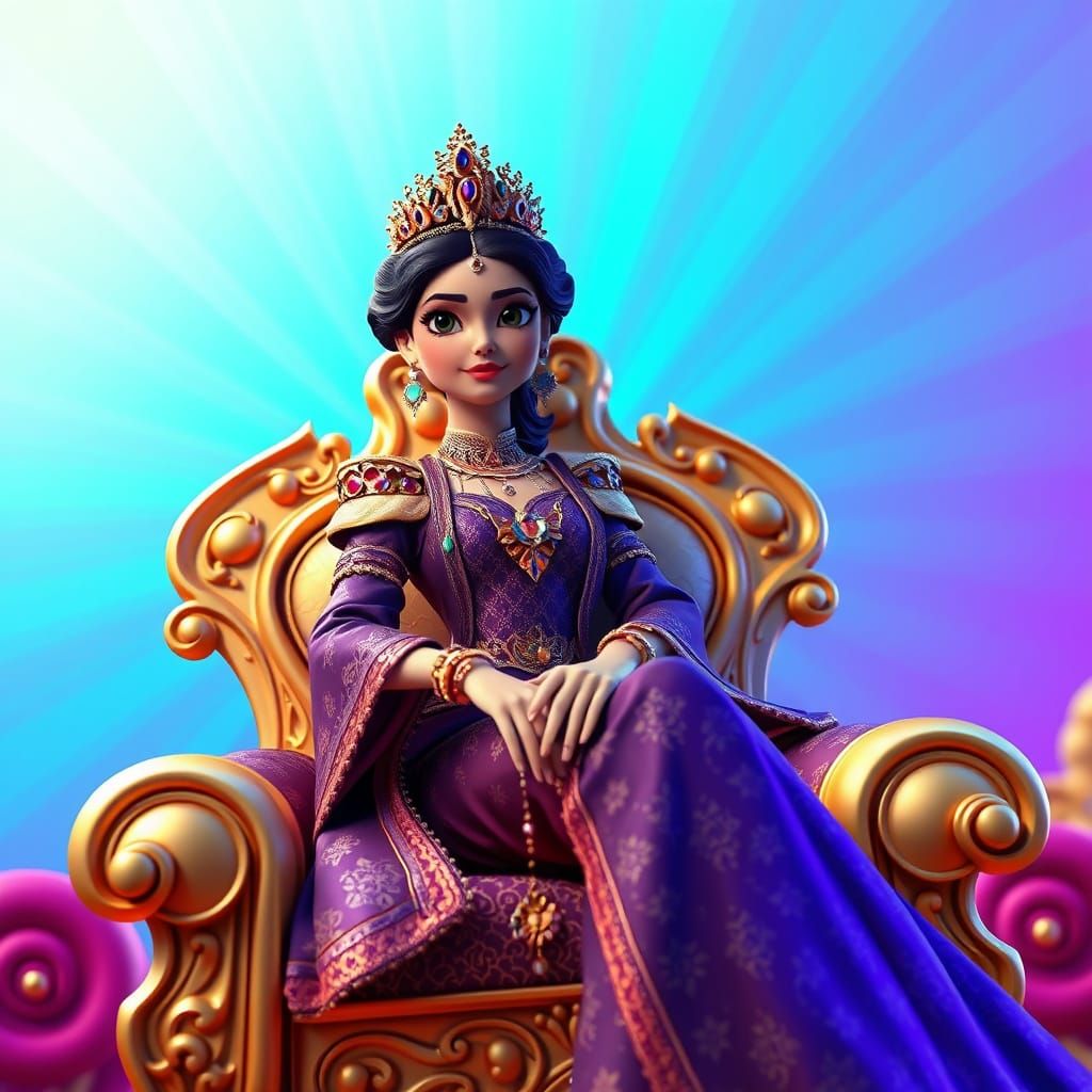 Disney Princess Raya in Vibrant Golden Throne