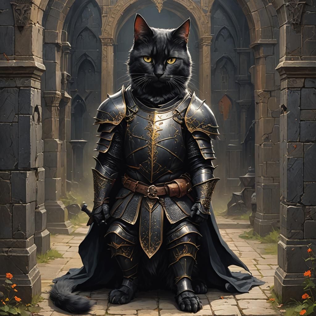 Black Knight Cat in Armor