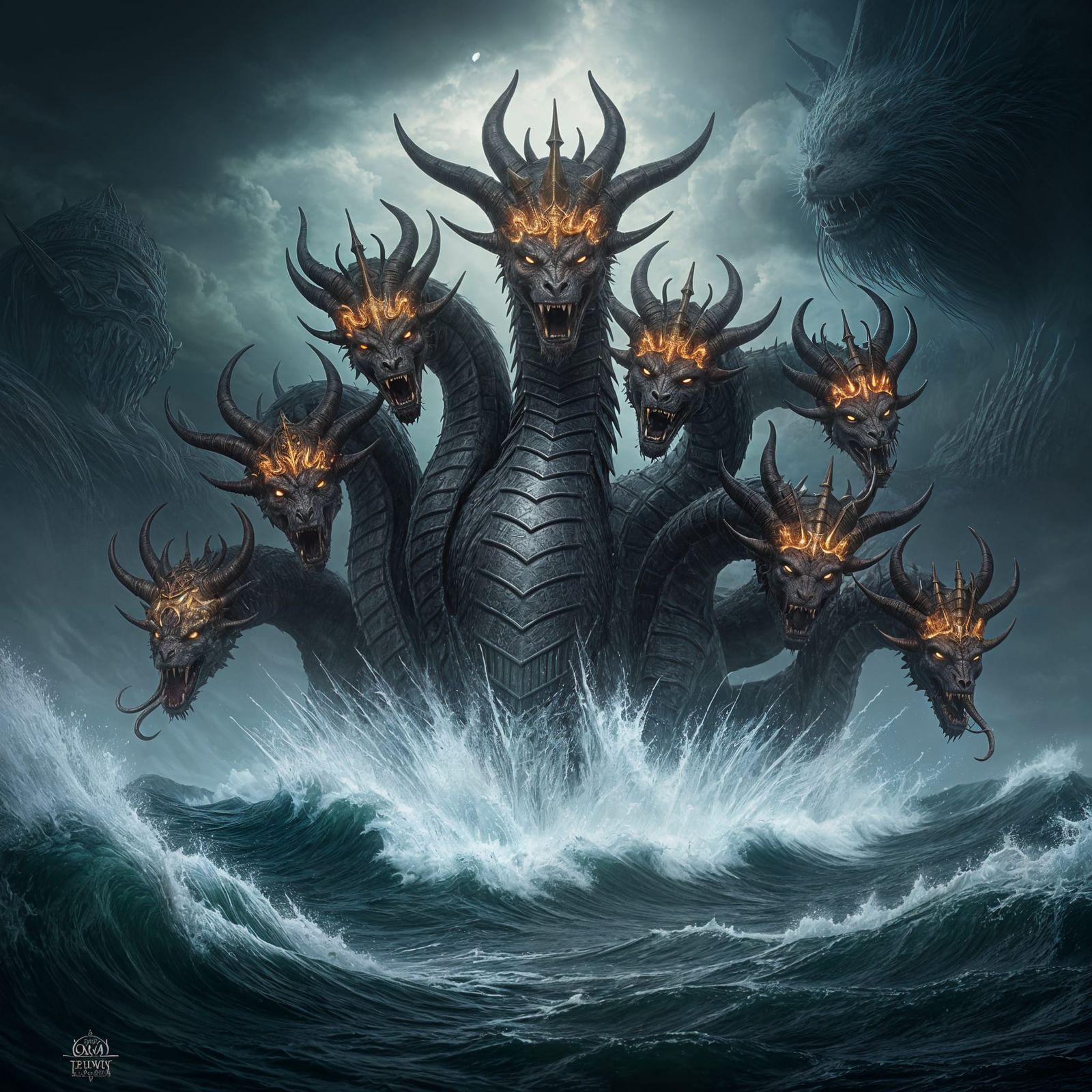 Seven-Headed Beast Emerges from the Sea