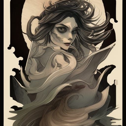 Junji Ito Style Bakemono Zukushi Block Print