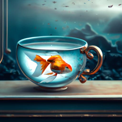 Goldfish in Teacup: Epic Digital Painting