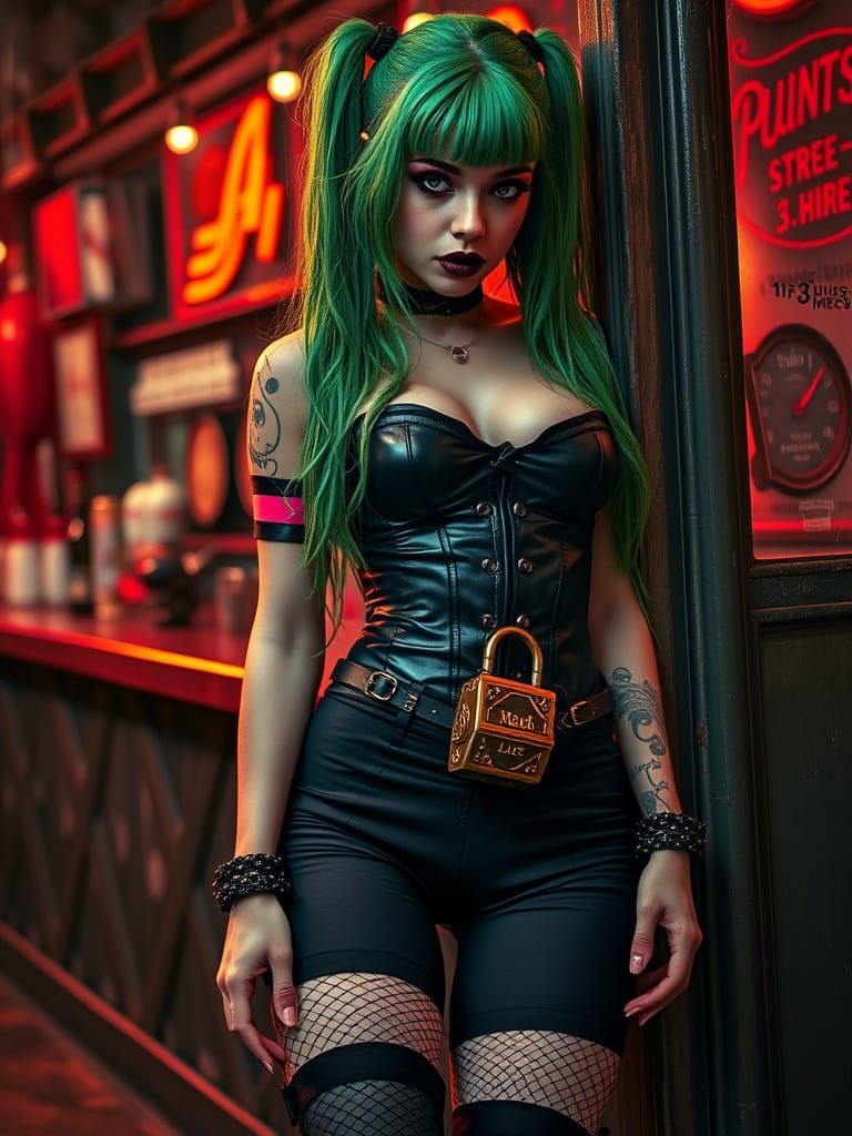 Punk Girl Portrait with Dramatic Lighting