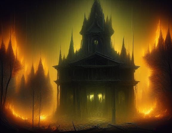 Bleak Post-Apocalyptic Scene in a Petrified Forest at Sunset