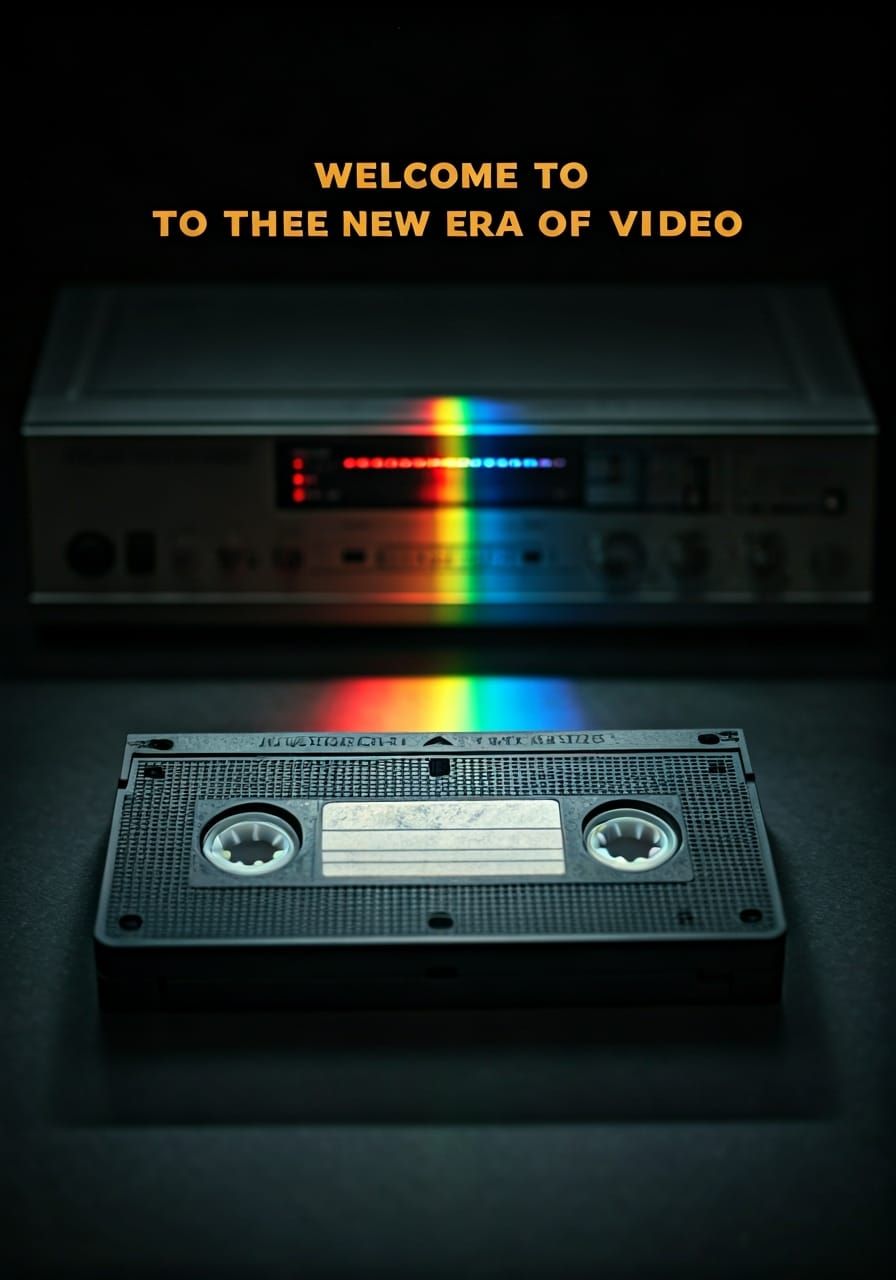 VHS Tape Poster in 80s Tech Style
