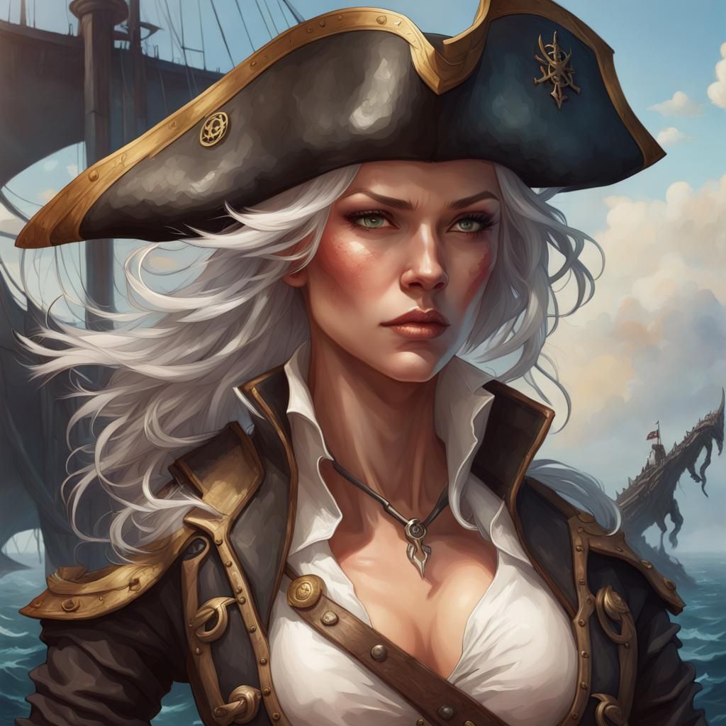 Dragon Scale Pirate Woman Portrait in Fantasy Style