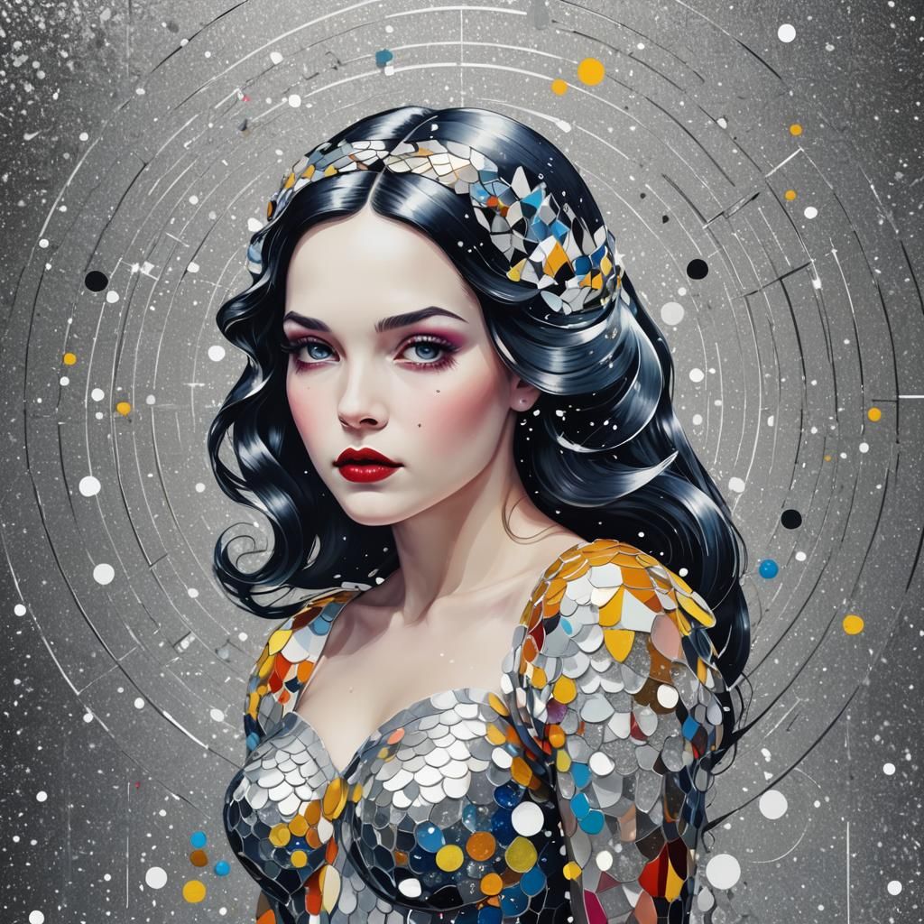 Snow White Space Mermaid in Pop Art Style