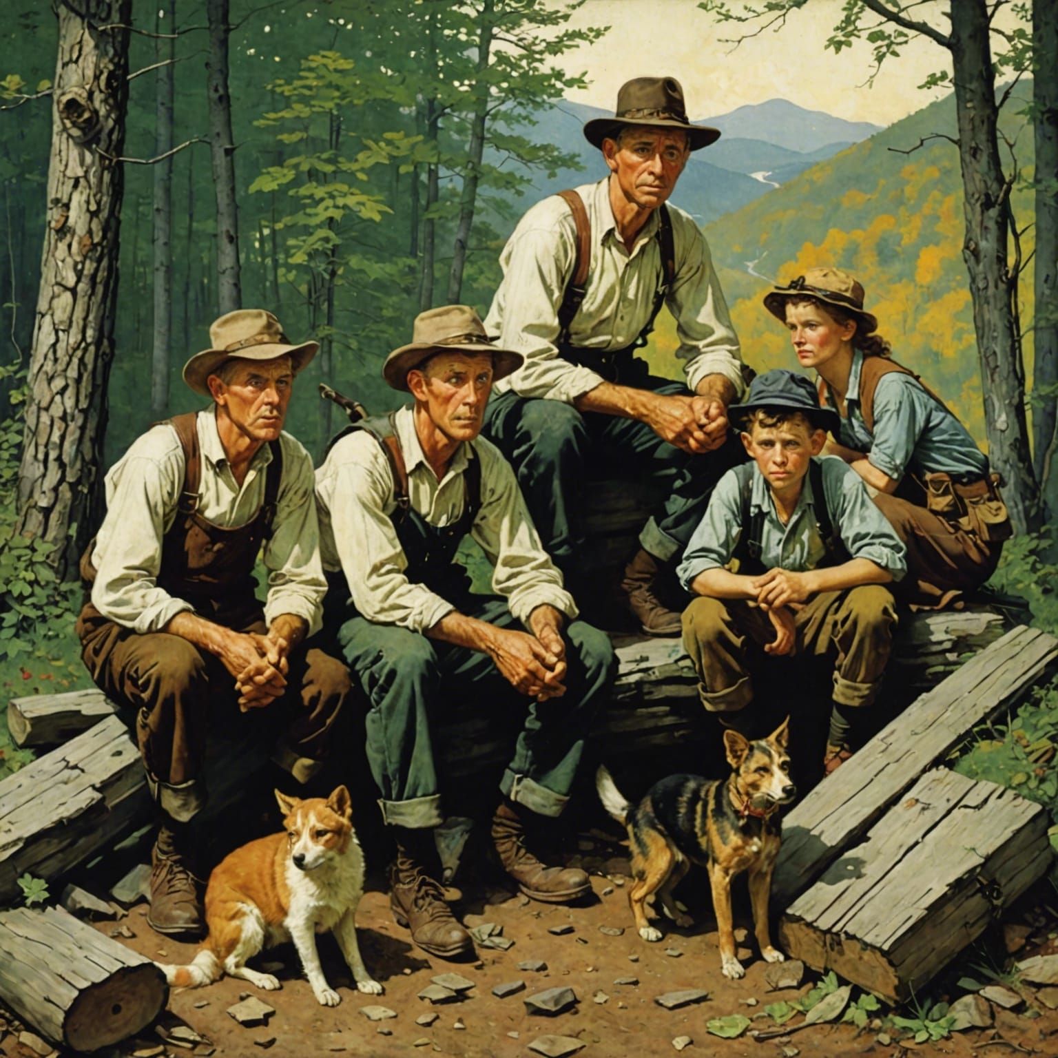 Appalachian People in Norman Rockwell Style