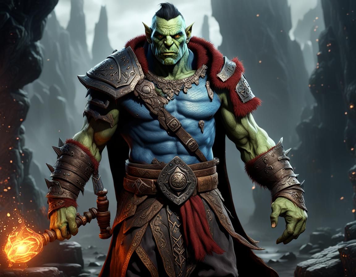 Fantasy Half-Orc Mage Concept Art