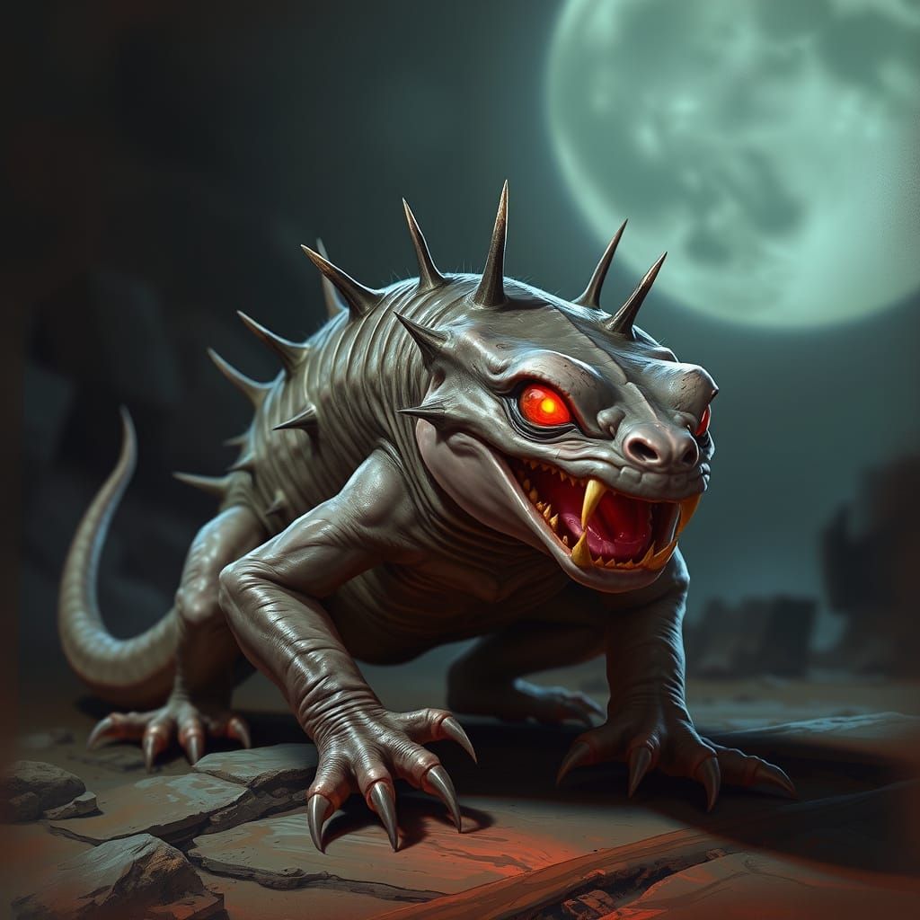 Chupacabra Illustration in Retro-Futuristic Style