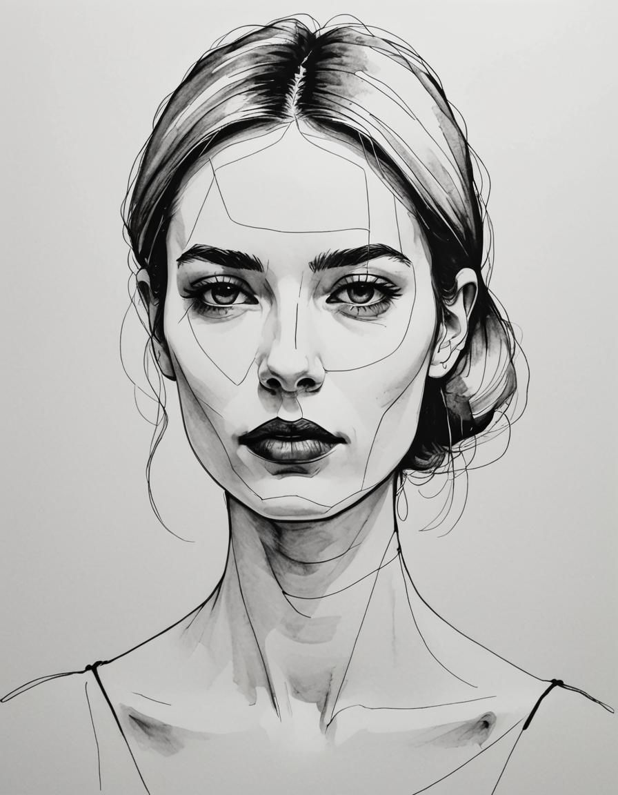 Minimalist One-Line Drawing of a Woman Portrait