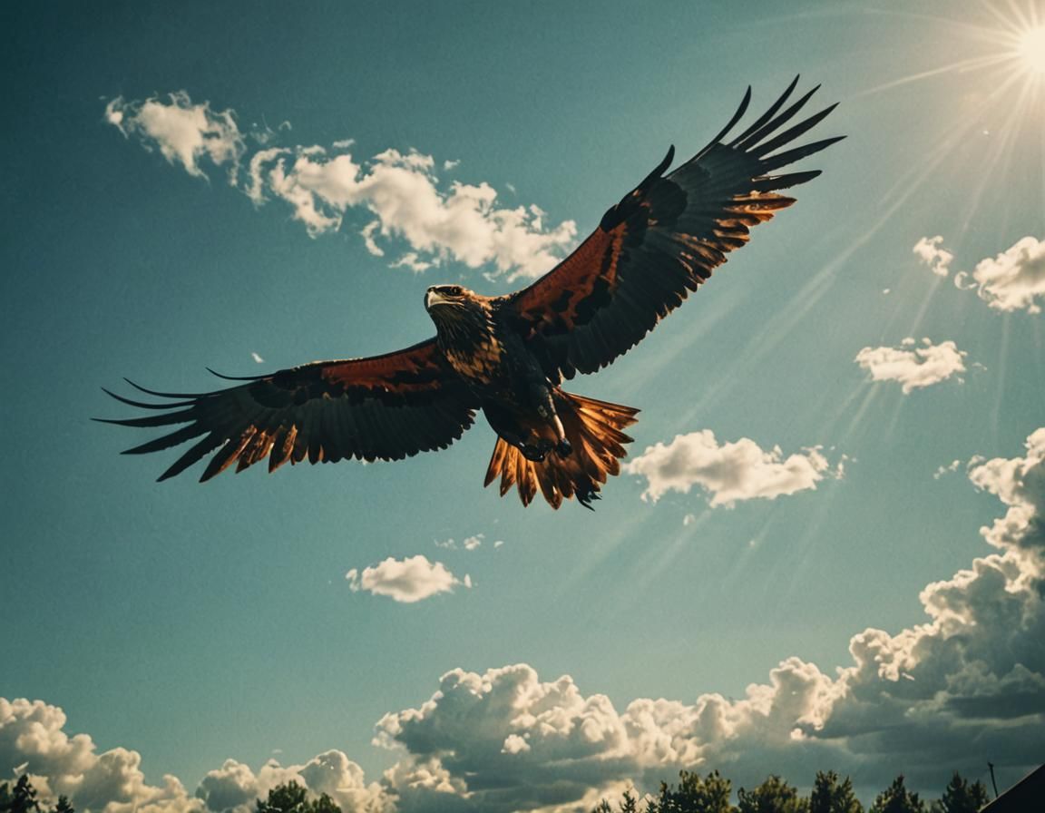 Icarus's Flight and Fall: A Dramatic Cinematic Still