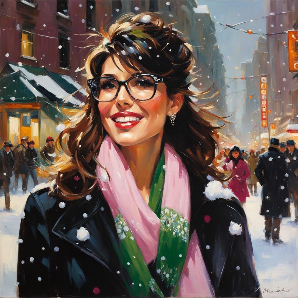 Vivacious Pinup Girl in Winter Wonderland