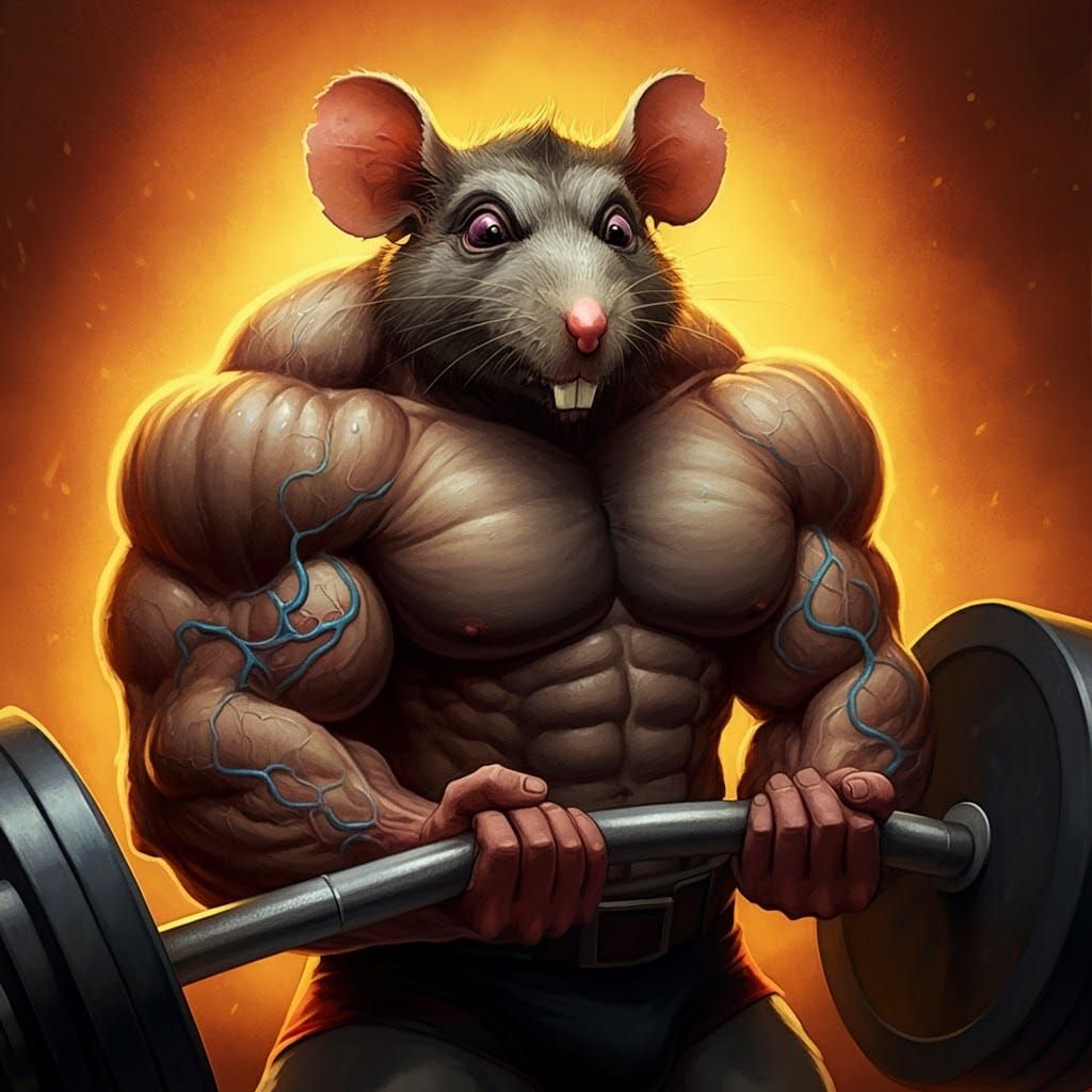 Ratfink Bodybuilder's Agonizing Workout in Ed Roth Style