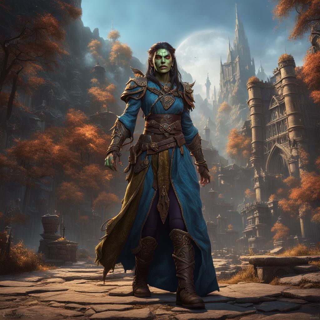 Half-Orc Sorceress: Fantasy Concept Art