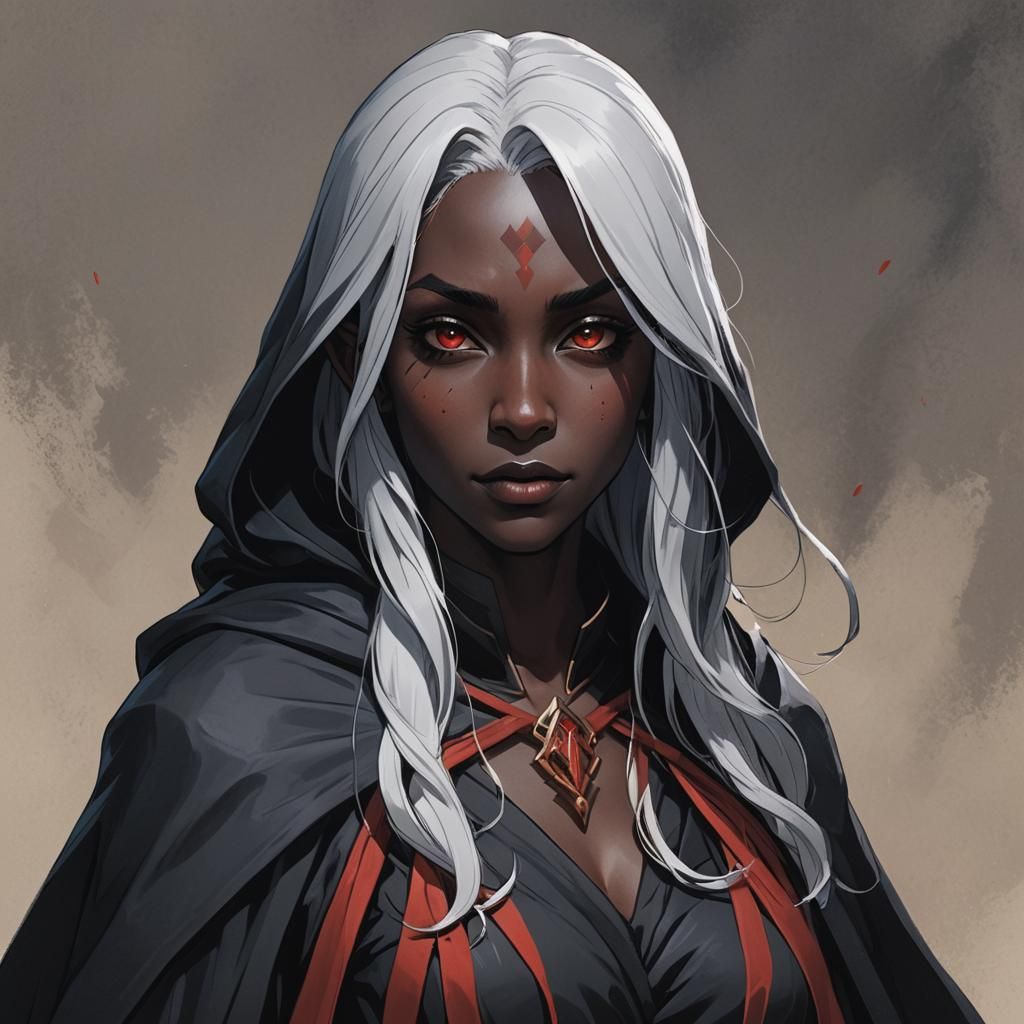 Half-Elf Drow Rogue in Cel-Shaded Anime Style