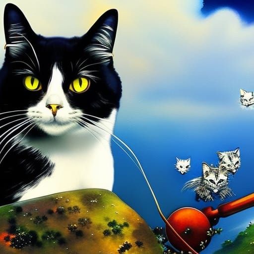 Dystopian Biopunk Cat Inspired by Surrealism