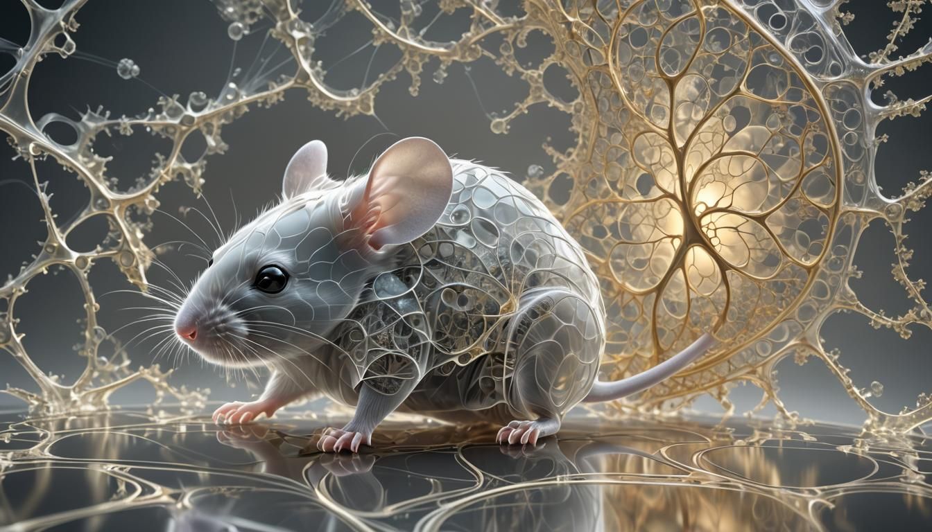 Translucent Mouse with 3D Fractal Background