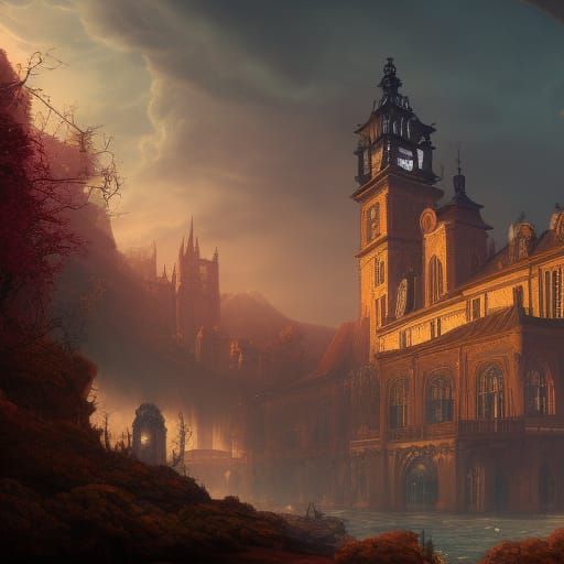 Ostrava City Hall Detailed Matte Painting