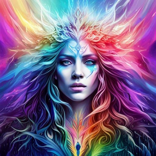 Rainbow Shaman Spirit Over Serene Mountains
