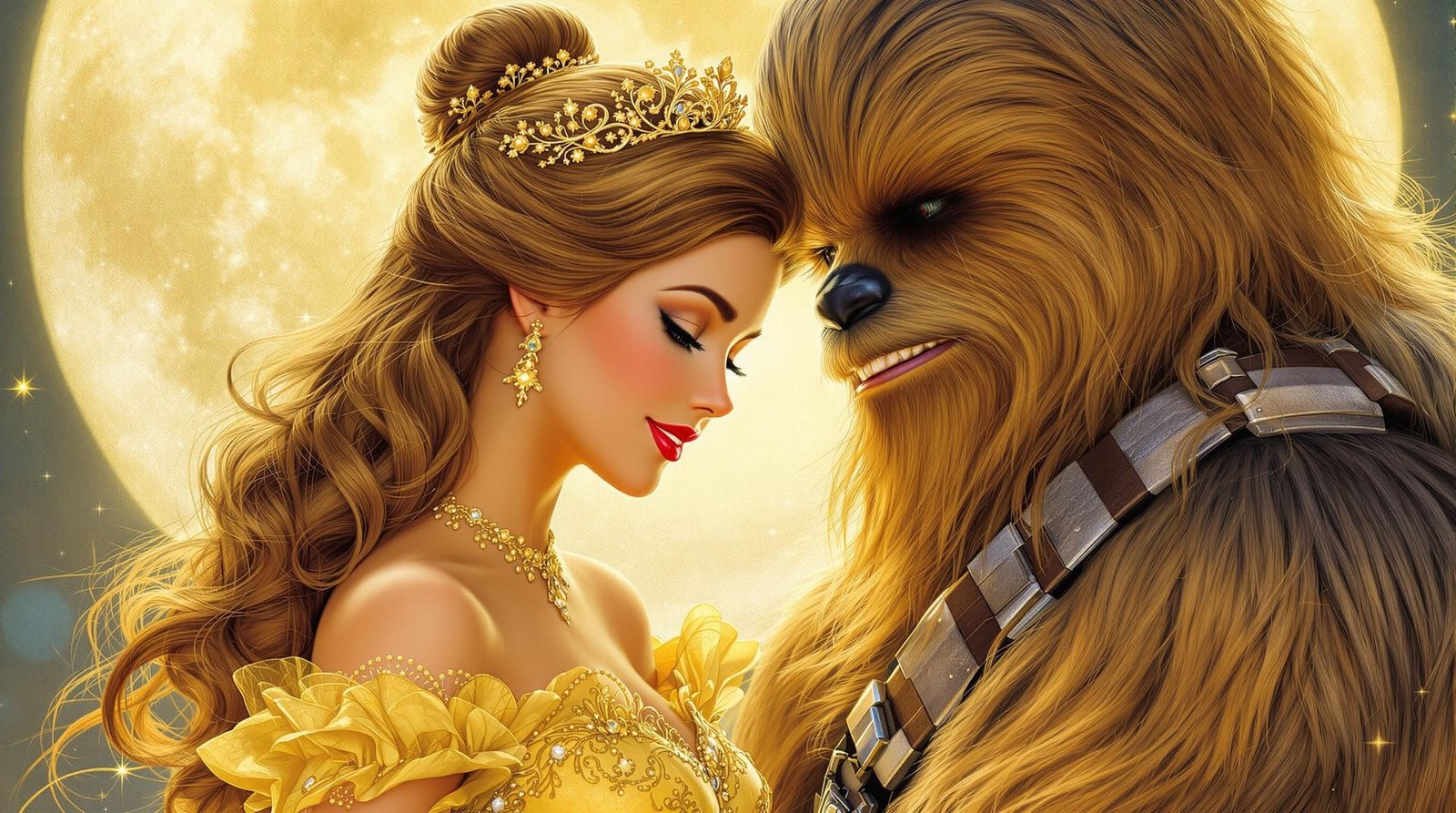 Belle Meets Wookiee in Vibrant Pin-Up Style