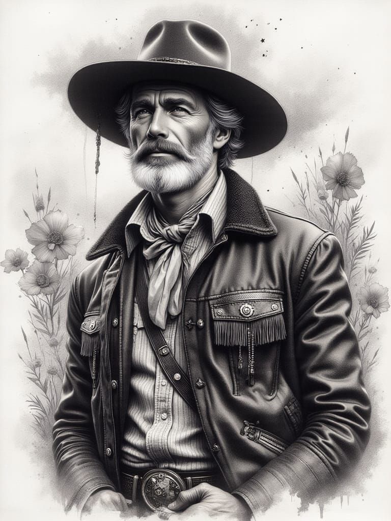 Kenny Rogers as the Gambler in Watercolour Style