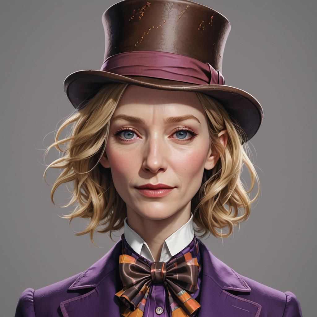 Cate Blanchett as Willy Wonka: Realistic Portrait