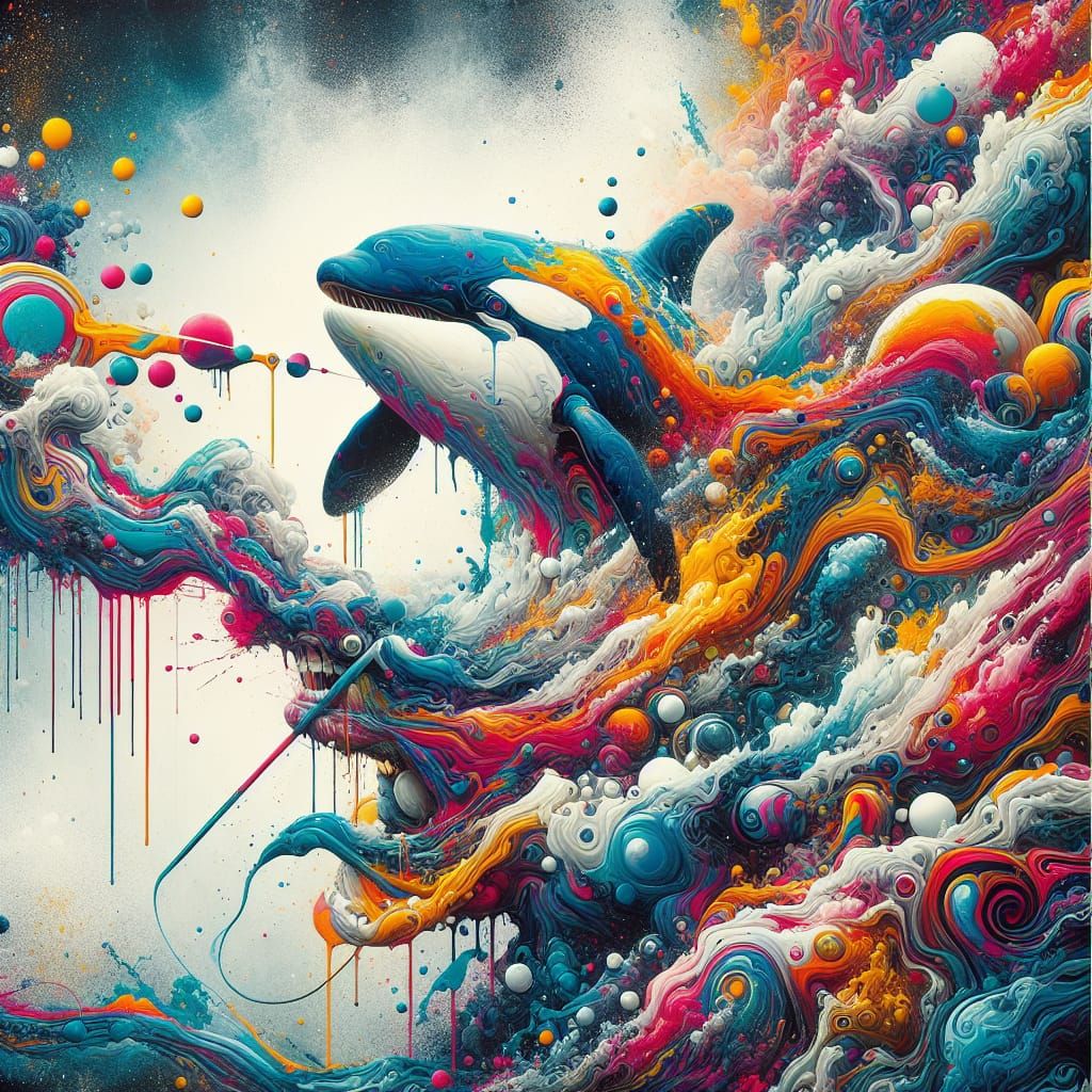 Polychromatic Melting Street Art in Mixed Media