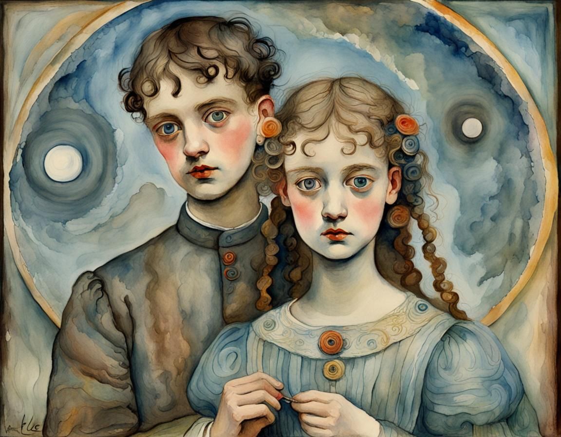 Surrealist Portrait in Watercolour and Oil Painting Style