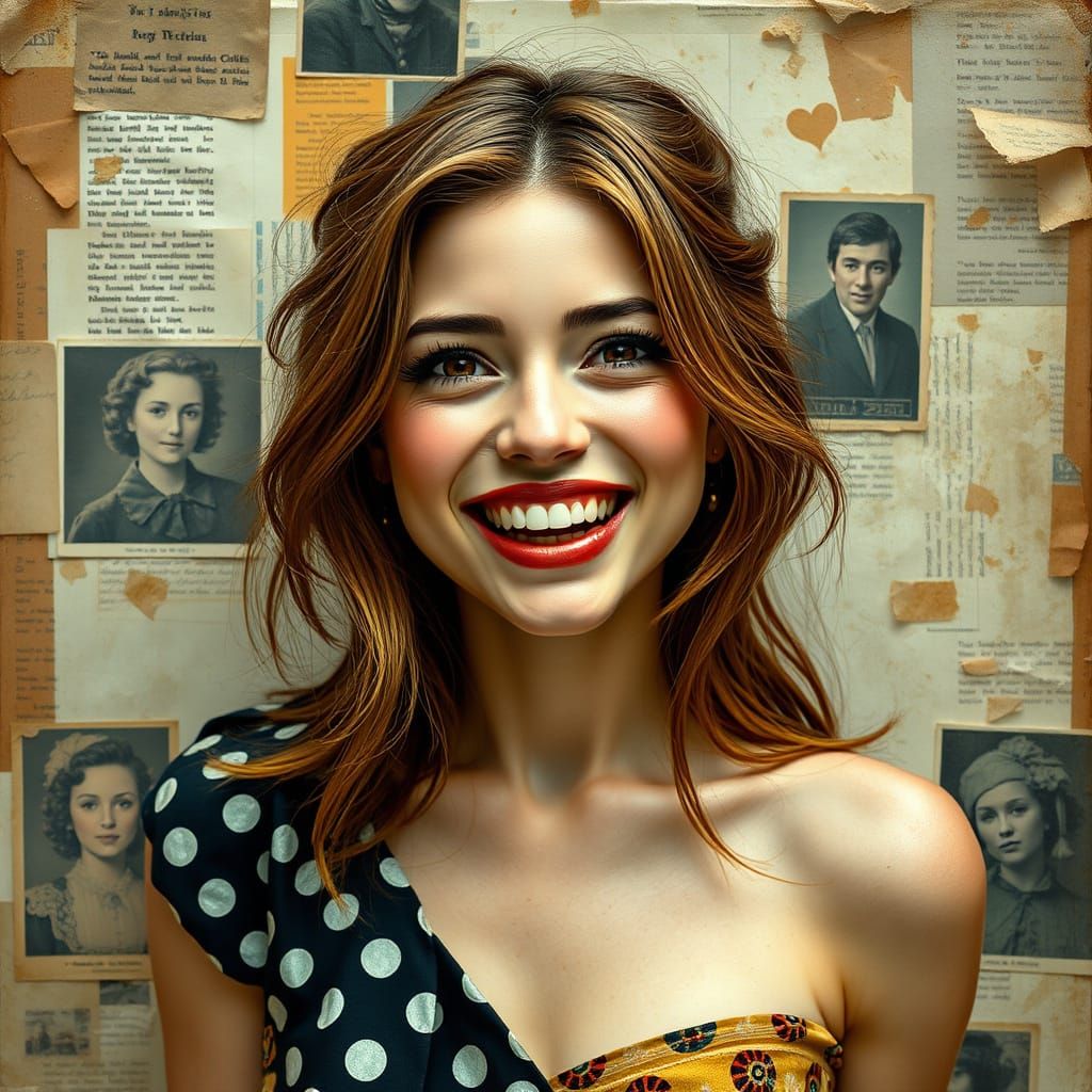 Polka Dot Outfit in Vintage Scrapbook Paper Style