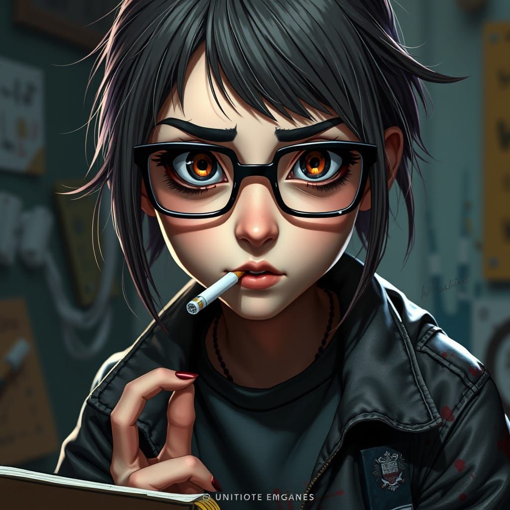 Ethereal Rebel Girl in Moody, Vibrant Concept Art